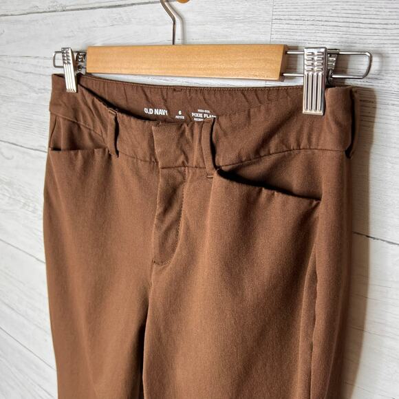 Old Navy Pants Womens Size 6 Petite Chocolate Brown High Rise Pixie Flare - Picture 11 of 16